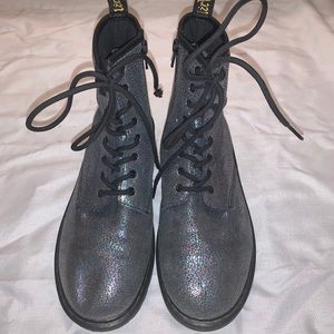 purple silver sparkle doc martens size 6 women’s